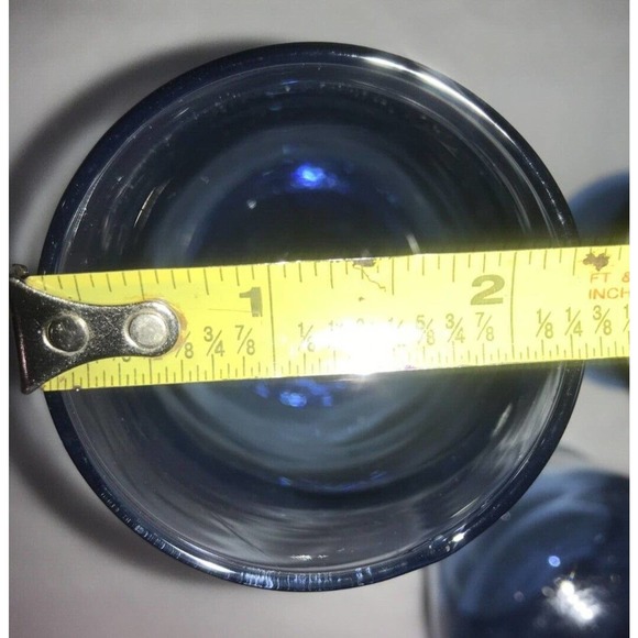 Tulip Wine Goblet- Smokey Blue. Handblown Set of 4. Wine/Water Goblet - Picture 4 of 6